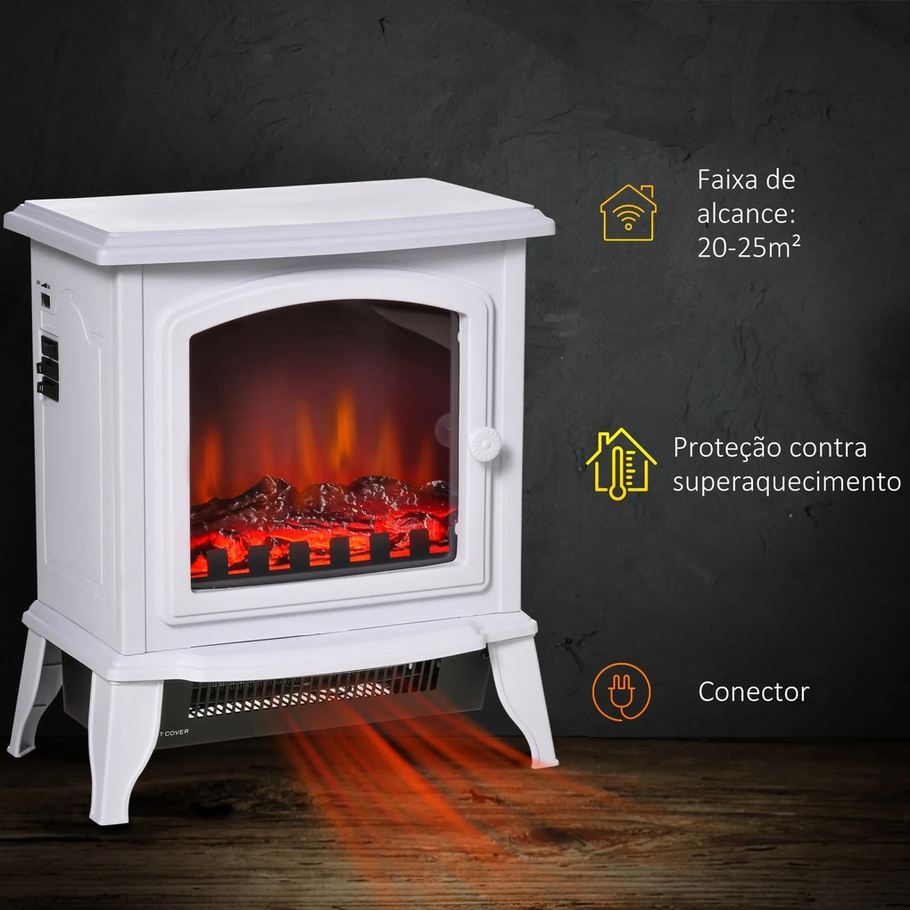 HOMCOM Lareira Elétrica Portátil 1000 2000W Simulação de Chama