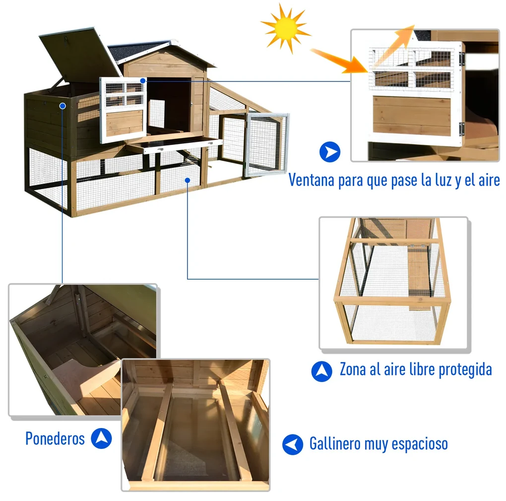 Pawhut Galinheiro De Madeira Exterior Gaiola Para Galinhas