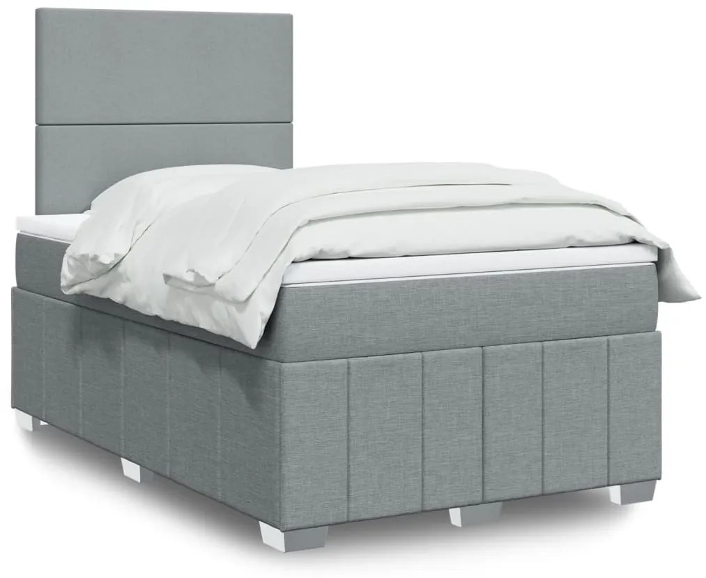 Cama boxspring com colchão 120x190 cm tecido cinzento-claro