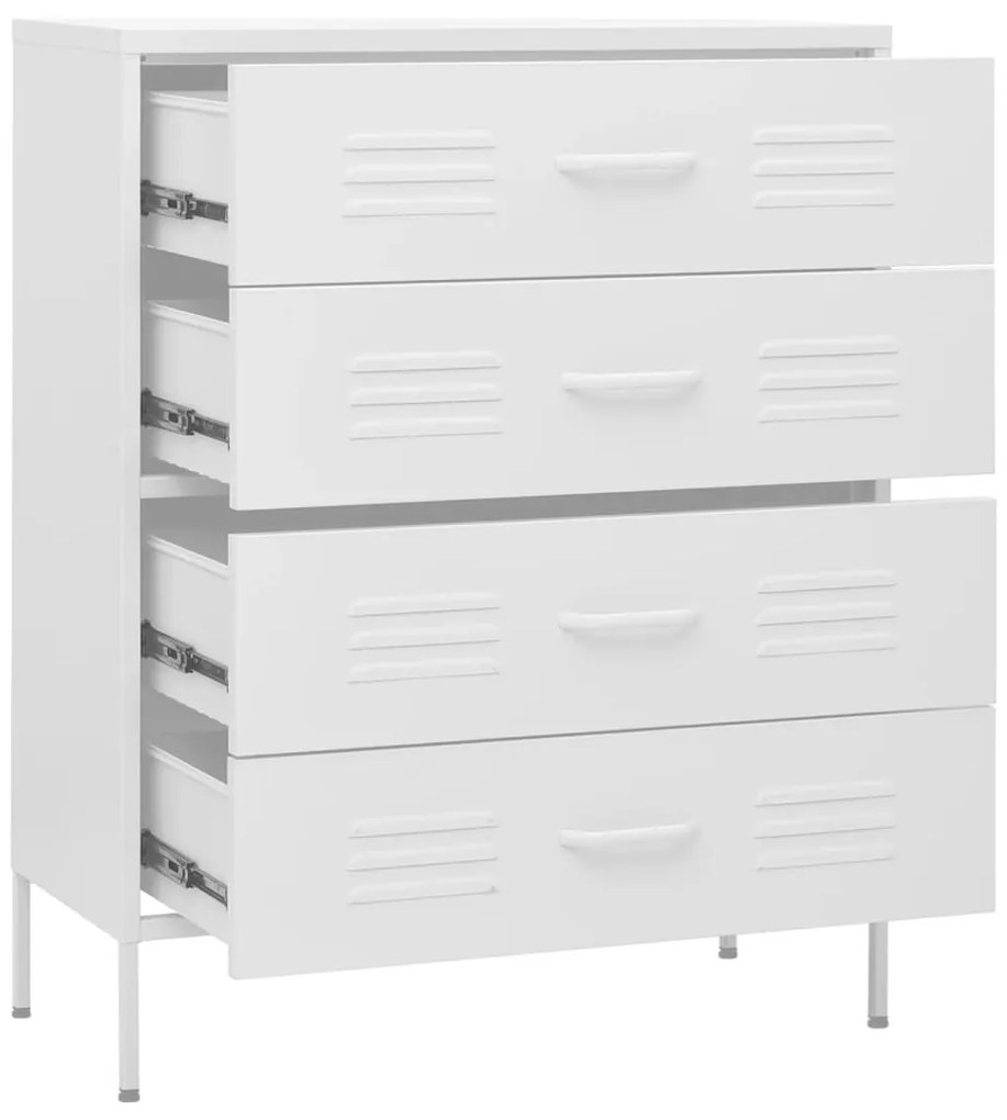 Cómoda/aparador com gavetas aço 80x35x101,5 cm branco