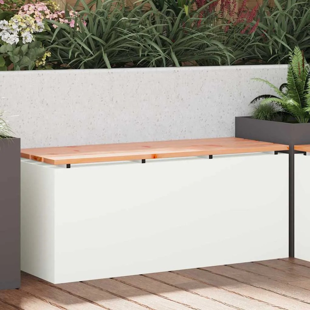 vidaXL Banco de jardim Branco 100 x 40 x 43 cm Aço