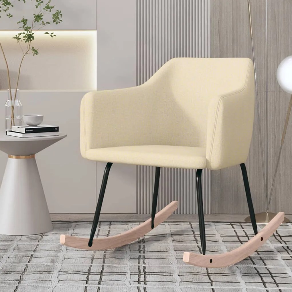 vidaXL Cadeira de baloiço tecido cor creme
