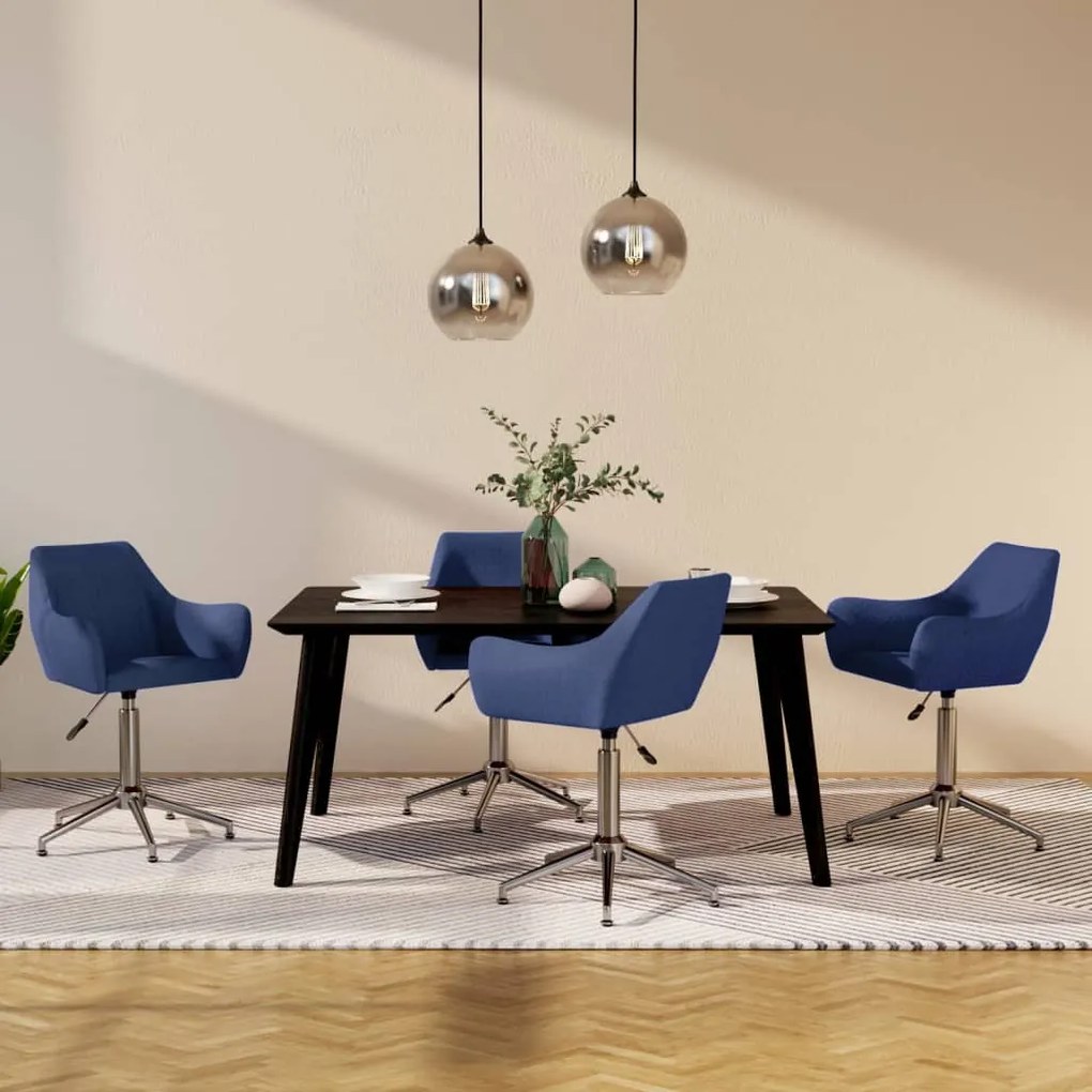 vidaXL Cadeiras de jantar giratórias 4 pcs tecido azul