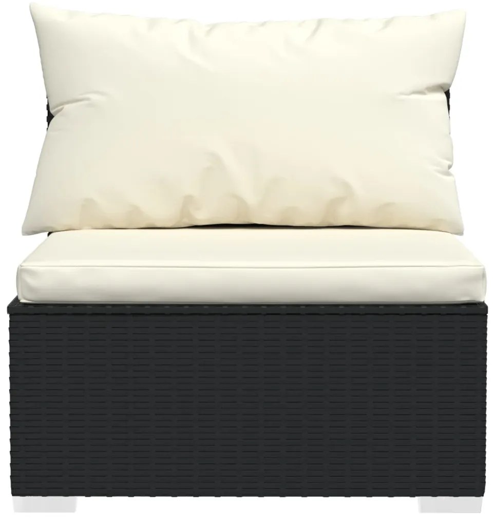 4 pcs conjunto lounge de jardim c/ almofadões vime PE preto