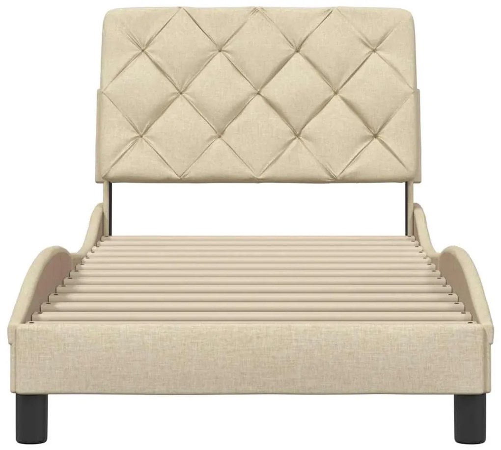 Estrutura de cama sem colchão 90x190 cm tecido creme