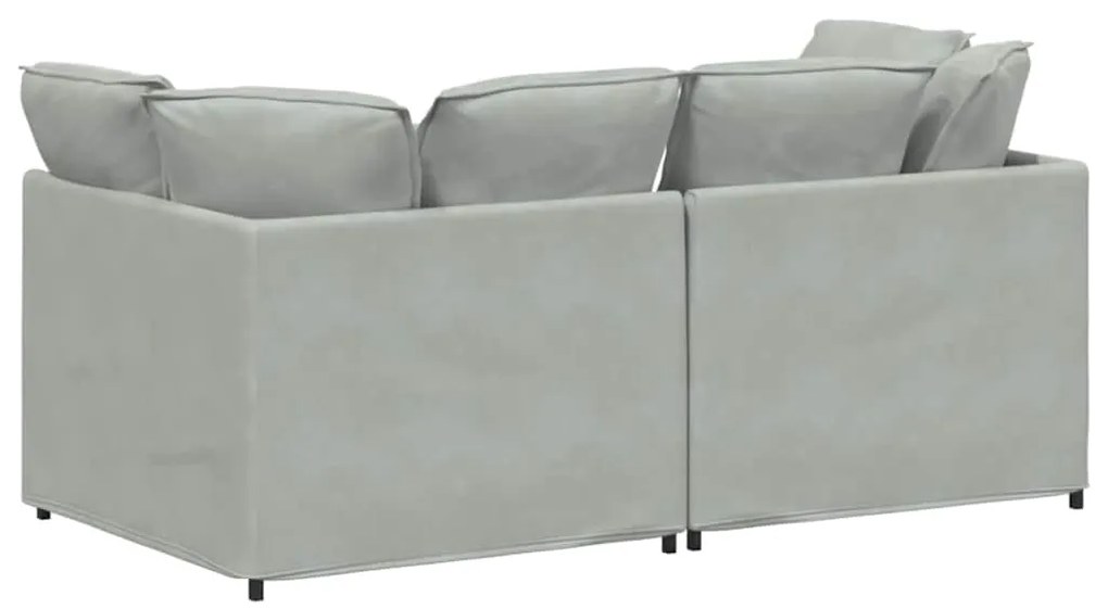 Sofá modular com almofadas veludo cinzento-claro