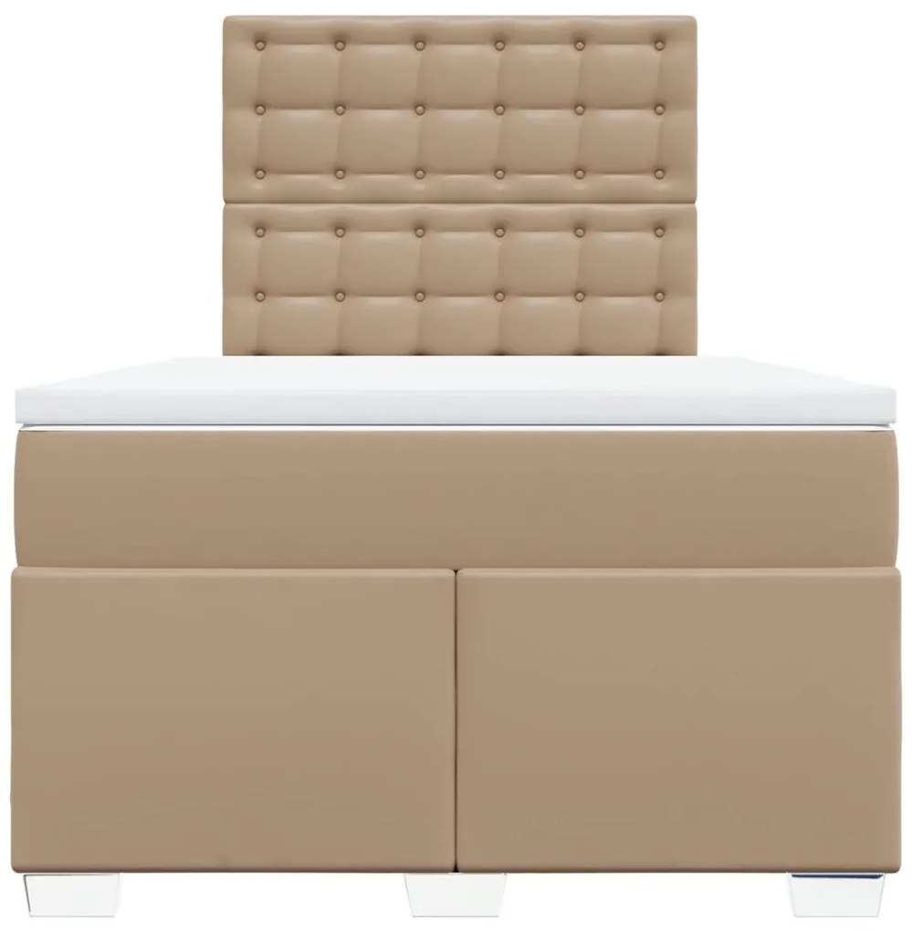Cama boxspring c/ colchão 120x190cm couro artificial cappuccino