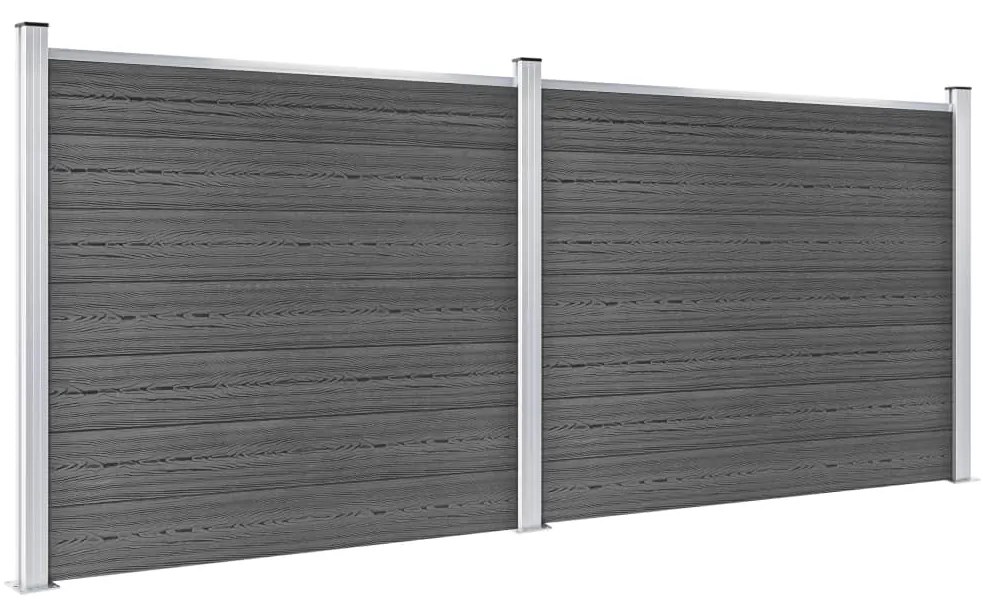 Conjunto painel de cerca 353x146 cm WPC preto