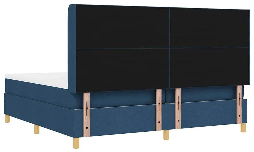 Cama Box com Colchão &amp; LED Azul 200x200 cm Tecido