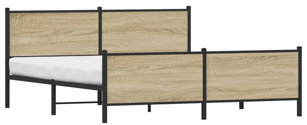 Estrutura de cama sem colchão 183x213cm metal carvalho sonoma