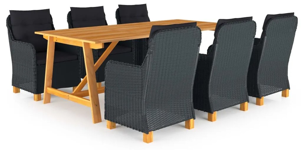 vidaXL 7 pcs conjunto de jantar para jardim cinzento-escuro