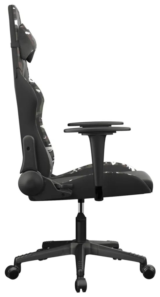 Cadeira gaming massagens couro artificial preto e camuflagem