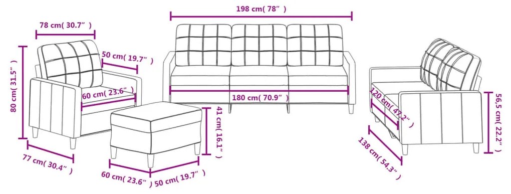 4 pcs conjunto de sofás com almofadões tecido vermelho tinto