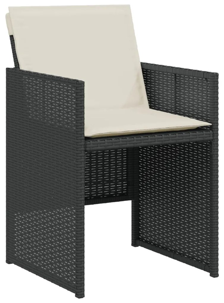3 pcs conjunto de bistrô com almofadões vime PE preto