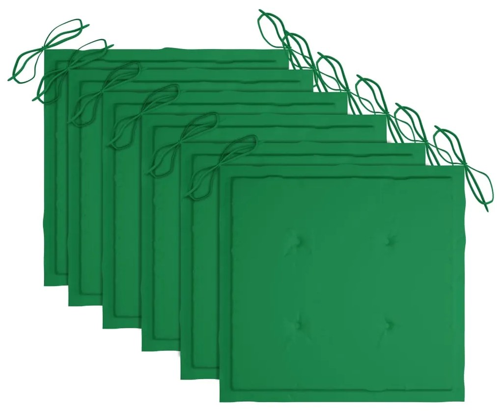Cadeiras de jardim empiháveis c/ almofadões 6 pcs teca maciça