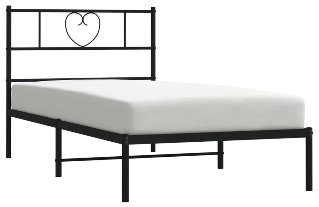 Estrutura de cama com cabeceira 100x190 cm metal preto