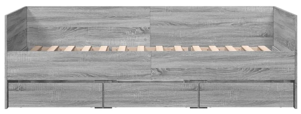 Sofá-cama com gavetas sem colchão 100x200 cm cinzento sonoma