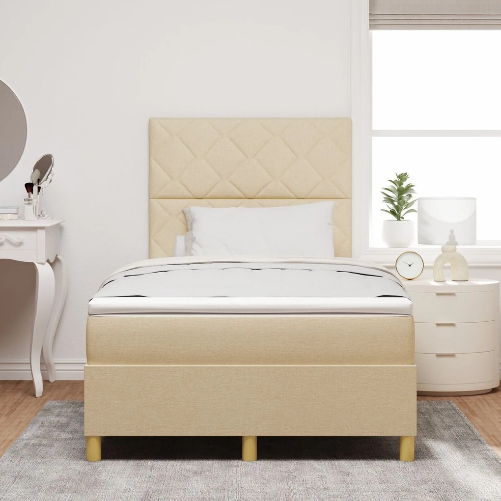 Cama Box com Colchão Creme 120x200 cm Tecido