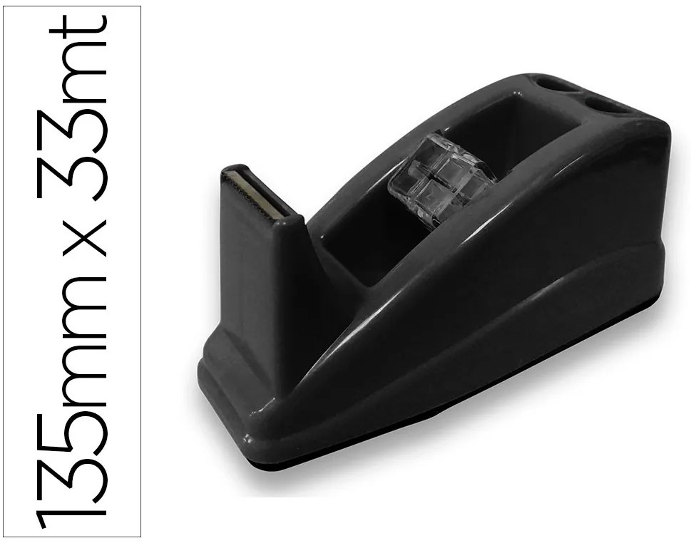 Desenrolador Secretária Q-Connect Plástico para Fitas de 33 mt Cor Preto 135x58x60 mm