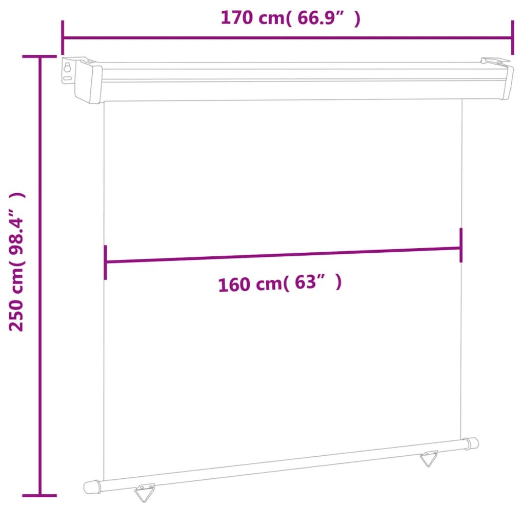 Toldo lateral para varanda 170x250 cm creme