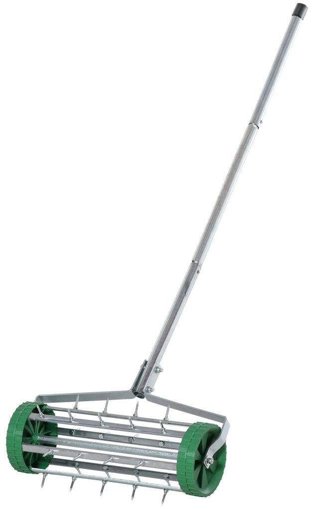 Outsunny Rolo Aerador para Relva com Cabo Telescópico 98x45x87 cm Verde | Aosom Portugal