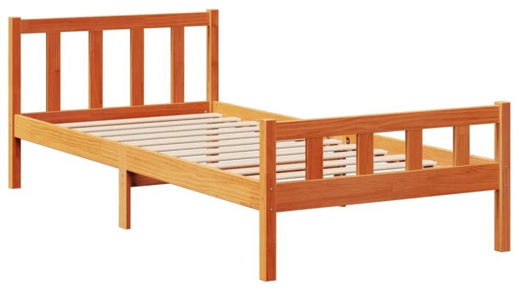 Cama com estante sem colchão 75x190cm pinho maciço castanho-mel