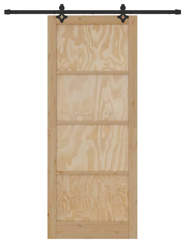 Porta Deslizante vidaXL com Conjunto de Ferragens 93x232 cm Madeira Só