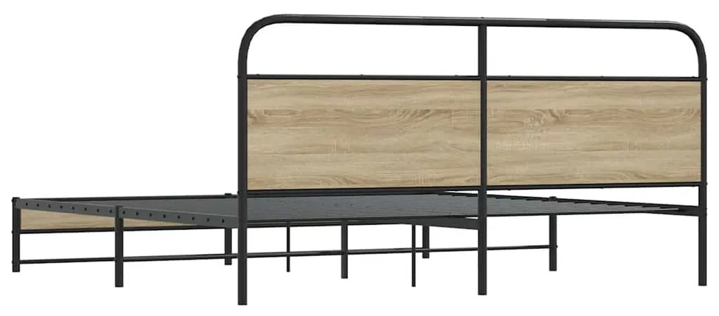 Estrutura de cama sem colchão 183x213cm metal carvalho fumado