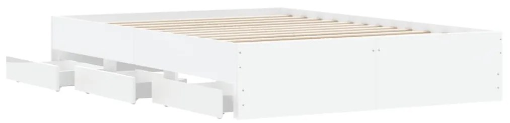 Estrutura de cama c/ gavetas 135x190cm derivados madeira branco