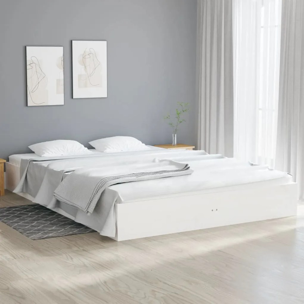 Estrutura de cama 120x200 cm madeira maciça branco