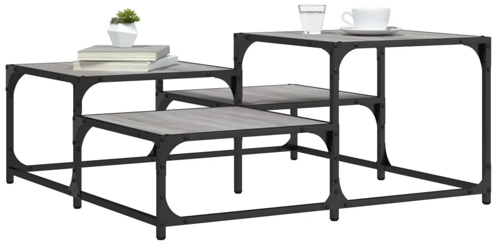 Mesa de centro 87,5x87,5x40cm derivados de madeira cinza sonoma
