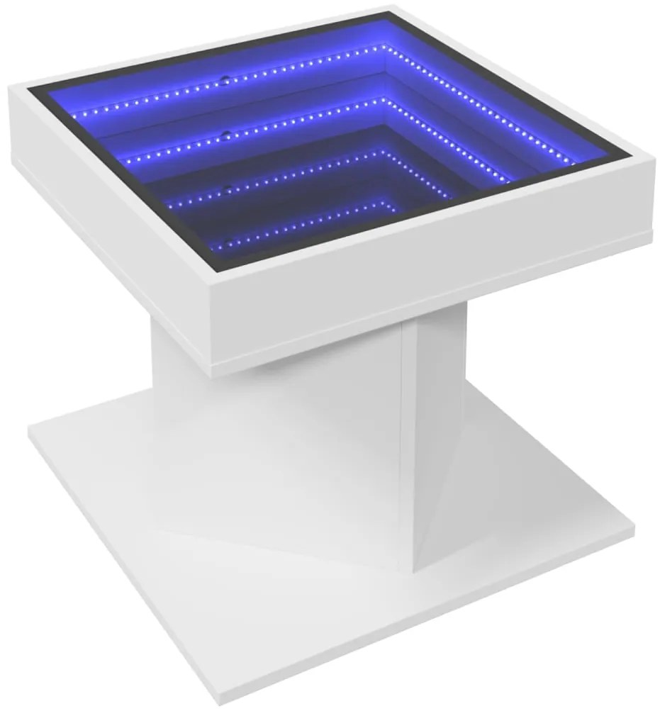 Mesa de centro c/ LEDs 50x50x45cm derivados de madeira branco