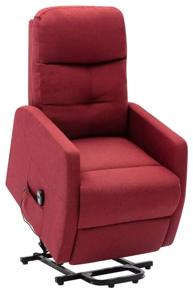 vidaXL Poltrona elevatória tecido vermelho tinto
