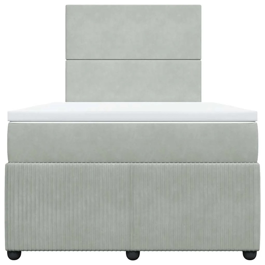 Cama boxspring c/ colchão 120x200 cm veludo cinzento-claro
