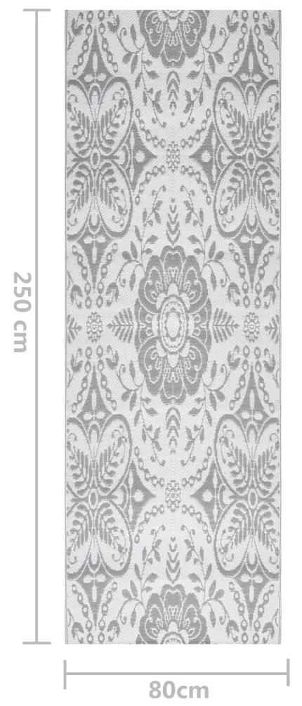 Tapete de exterior 80x250 cm ARAKIL PP cinzento-claro