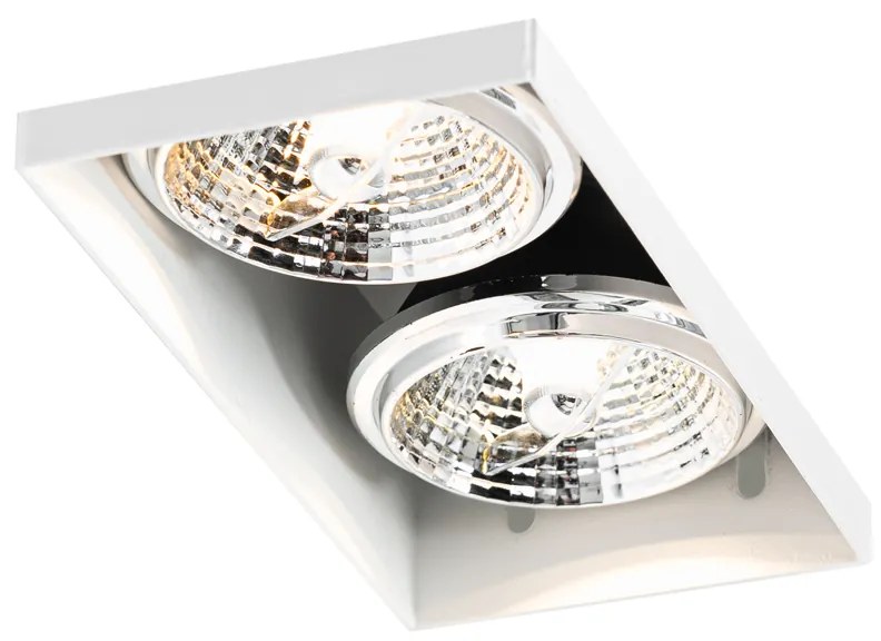 Conjunto de 6 Spots Embutidos Brancos GU10 70mm 2 Luzes Sem Moldura - Oneon