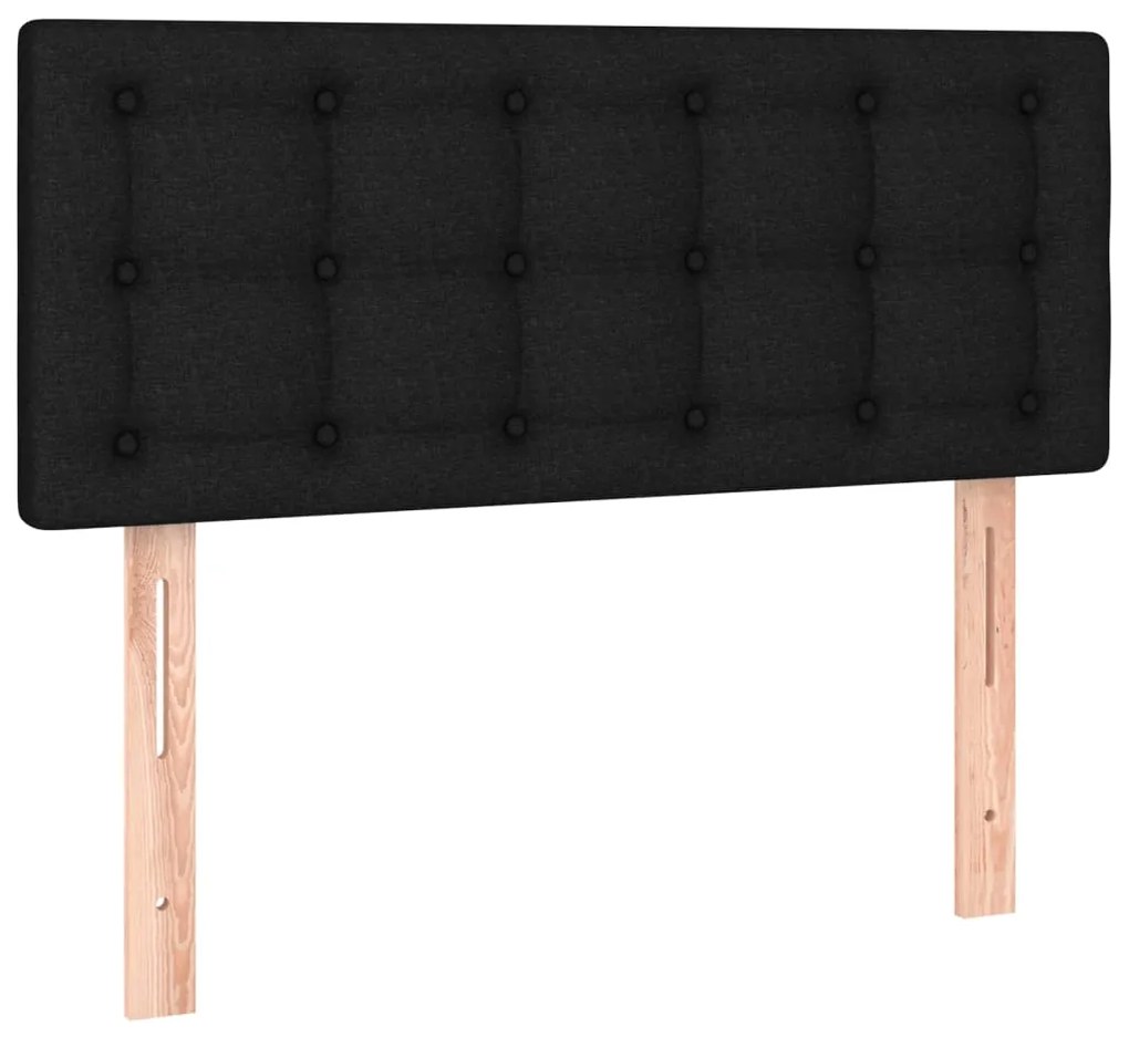 Cama box spring c/ colchão e LED 100x200 cm tecido preto