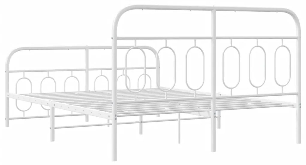 Estrutura de cama com cabeceira e pés 140x190 cm metal branco