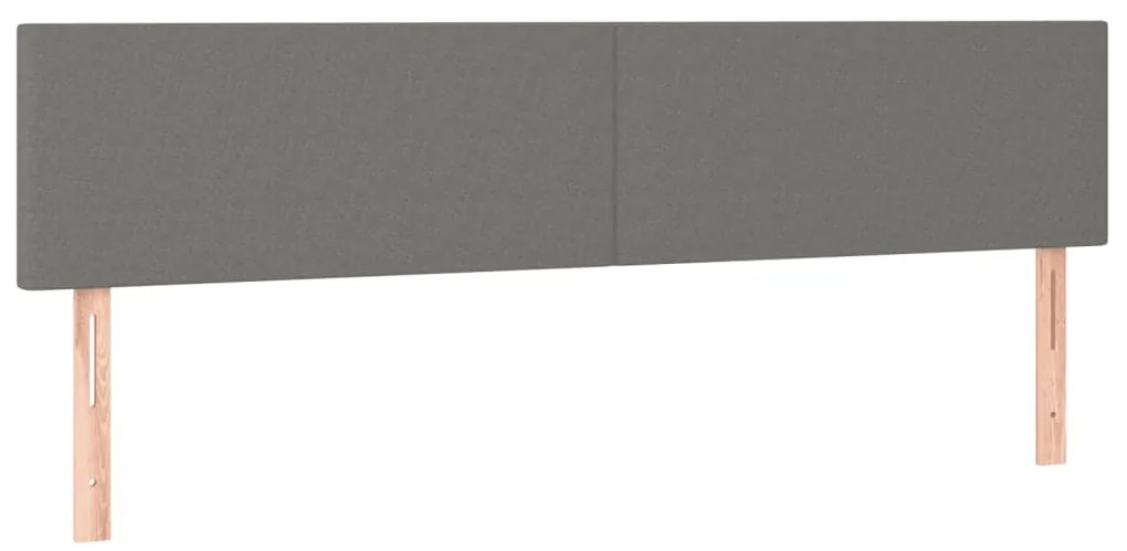 Cama box spring c/ colchão e LED 200x200 cm tecido cinza-escuro