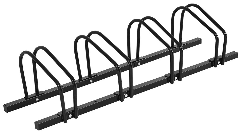 Suporte estacionamento de bicicletas para 4 bicicletas para casa Jardim Parque Garagem 120 x 32,5 x 26 cm Preto