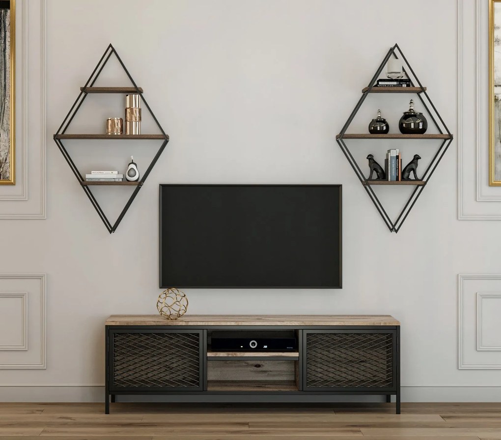 Móvel TV Comets Prizma – Pinheiro Atlântico Preto – 150x47x40 cm