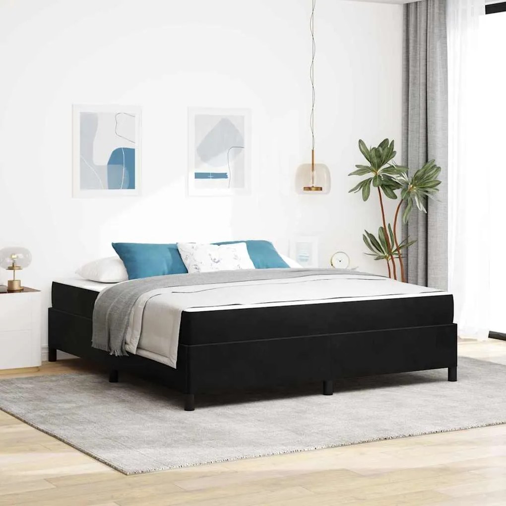 vidaXL Estrutura da Cama com colchão Preto 180 x 200 cm tecido
