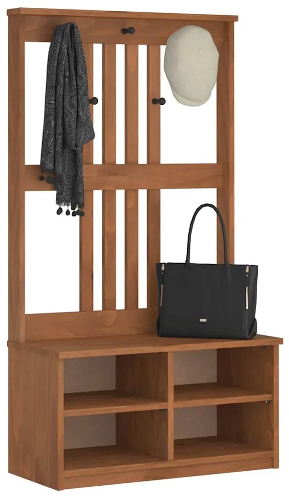 Árvore de Hall SANDENS 87x40x159,5 cm Madeira Maciça de Pinho