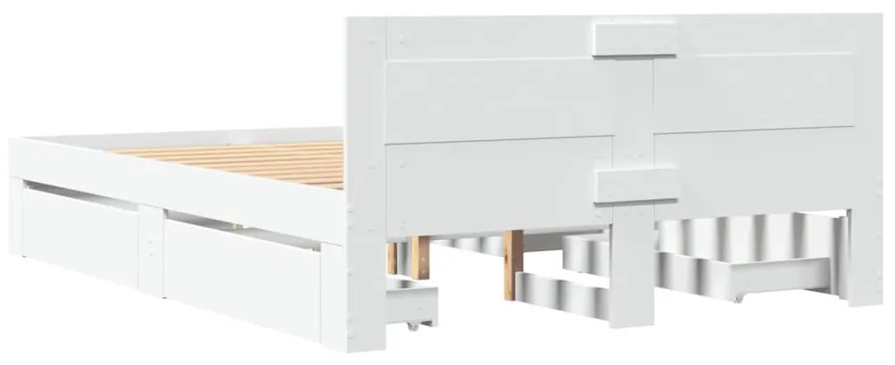 Estrutura de cama c/ cabeceira sem colchão 140x190 cm branco