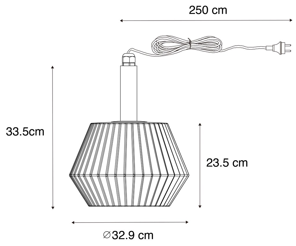 Candeeiro suspenso moderno para exterior preto com abajur branco 32,9 cm IP44 - Robbert Moderno