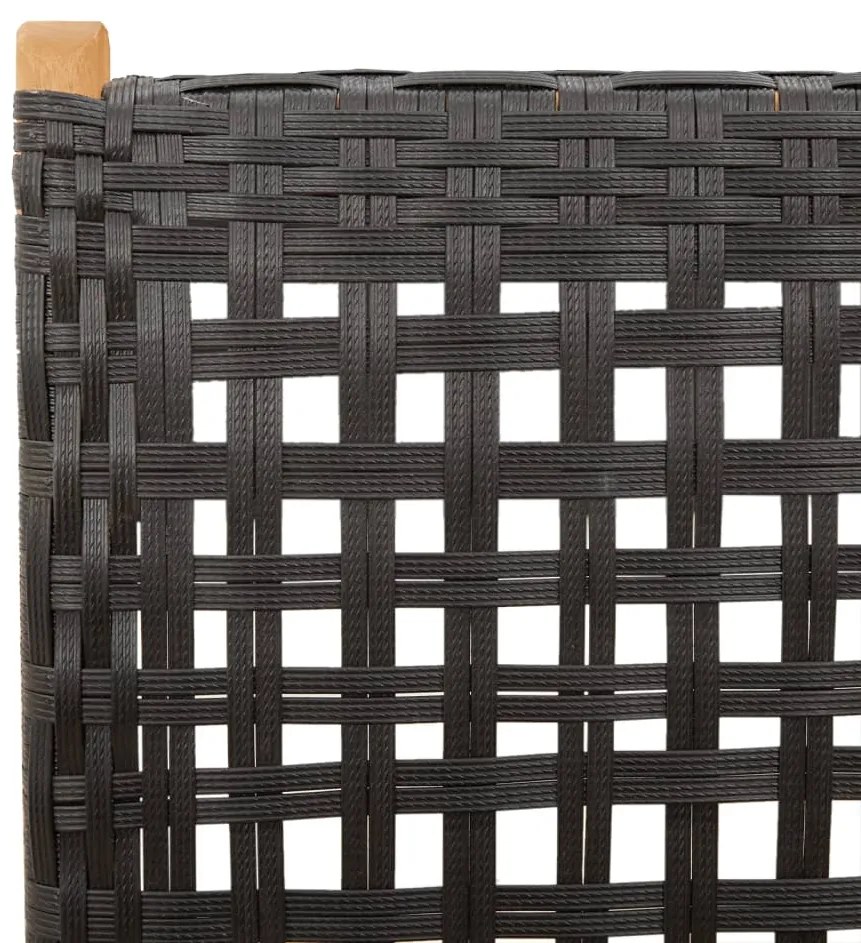 Cadeiras jardim reclináveis 4 pcs vime PE/madeira maciça preto