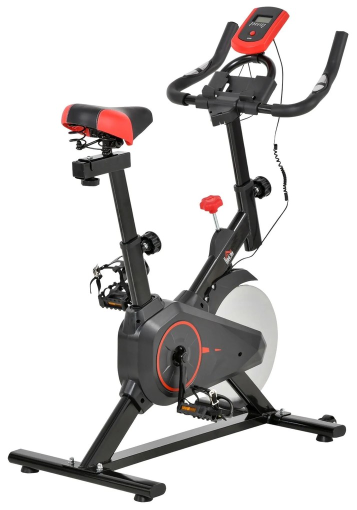 HOMCOM Bicicleta Estática Spinning com Monitor LCD Volante de Inércia de 6kg Assento e Guidão Altura Ajustável Resistência Regulável | Aosom Portugal