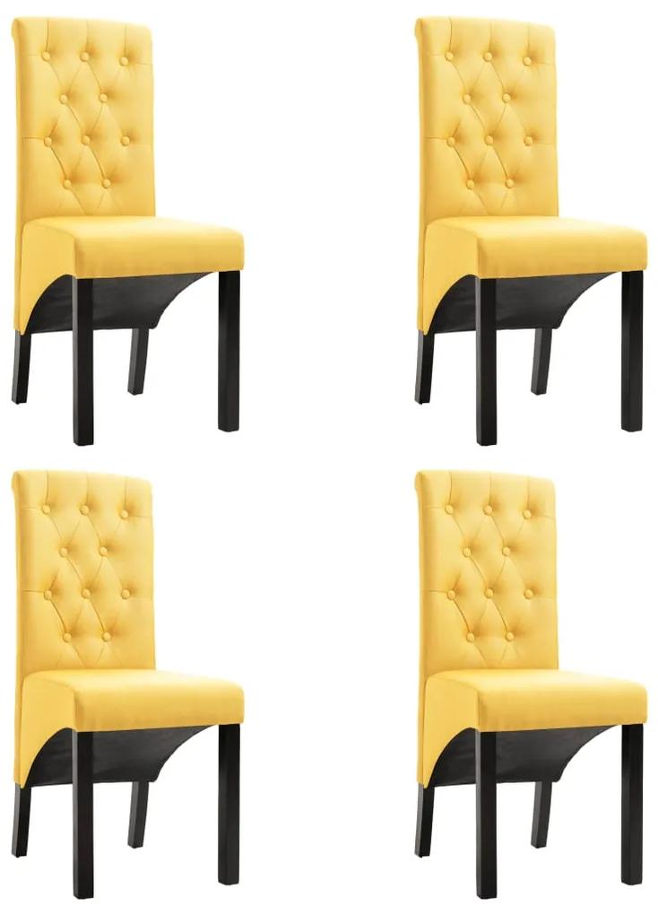 Cadeiras de jantar 4 pcs tecido amarelo