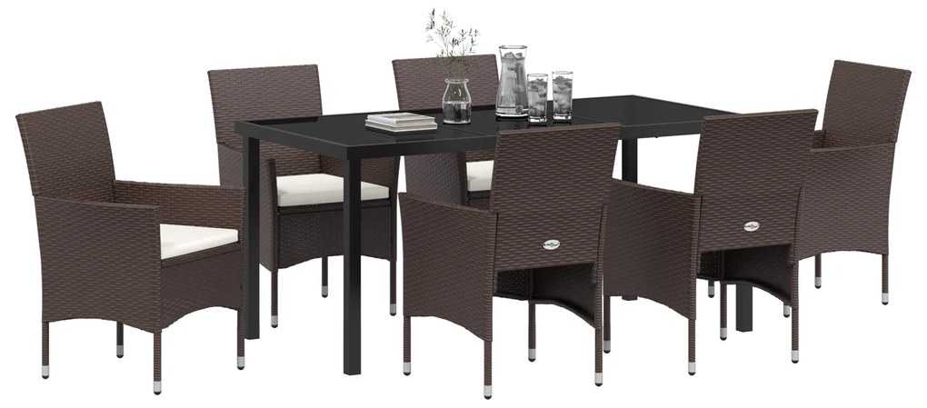 Conjunto de Jantar Jardim 7 Peças Castanho Rattan PE