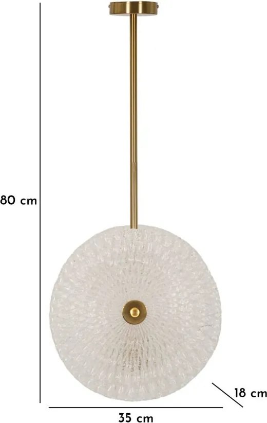 Candeeiro de Teto "Glass" Dourada – 35x18x80 cm